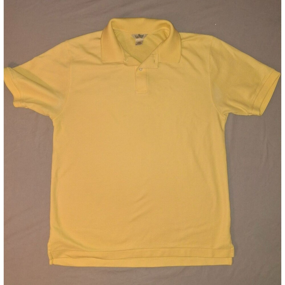 L.L.Bean Men’s Double L Polo Shirt Yellow Wrinkle Resistant Sz M Regular